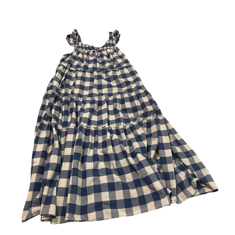 Old Navy Womens 3X Blue Gingham Smocked Tiered Maxi Dress 823789-00